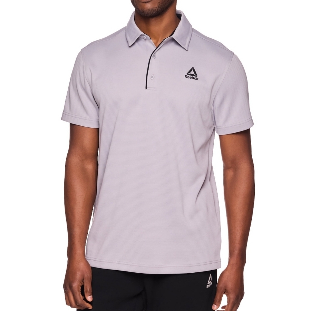 Reebok Mens Gray Short Sleeve Polo Shirt Size Large
